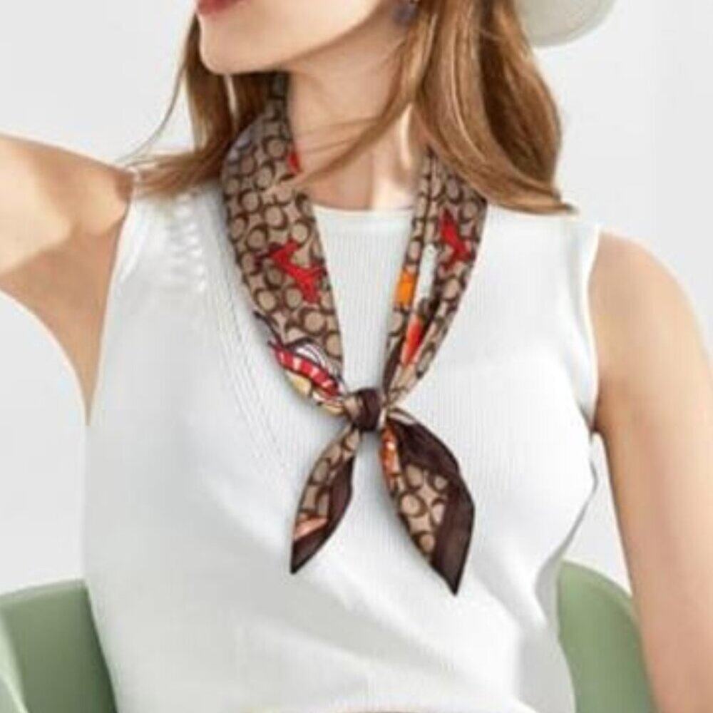 Fashion Silky Feel Satin Head Scarf for Women Brown Hair Bandana Hair Scarf Wrap